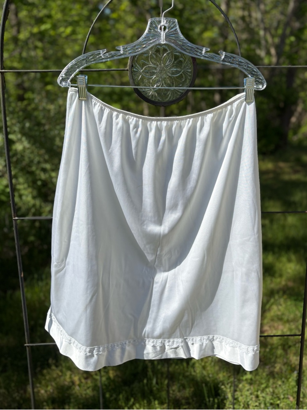 Vintage Sears White Lace-Trim Half Slip Delicate Feminine Elastic Waist Size 2S